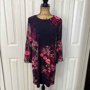 Roz & Ali Purple & Pink Floral Long Sleeve Dress